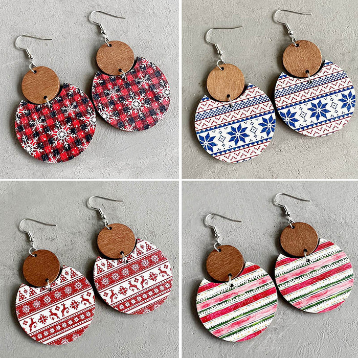 Wooden Christmas Snowflake Earrings