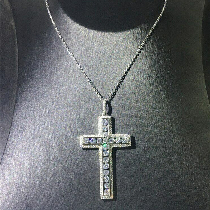 Hip-hop cross zircon necklace geometric full diamond clavicle chain