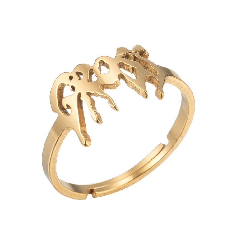 Anillo de acero inoxidable simple europeo y americano, anillo de letra retro gótica al por mayor