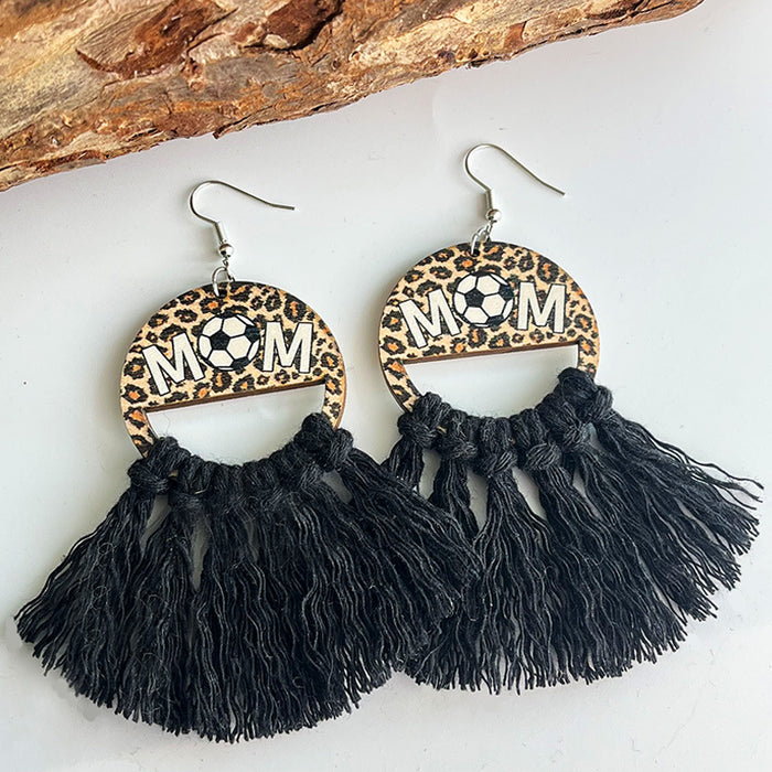 Mother's Day Bohemian Woven Tassel Earrings for Sports Moms, Featuring Baseball and Basketball Designs