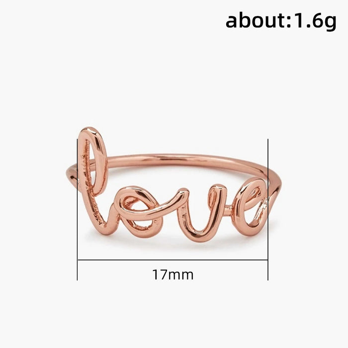 LOVE letter ring Korean version of small fresh polished copper ring female