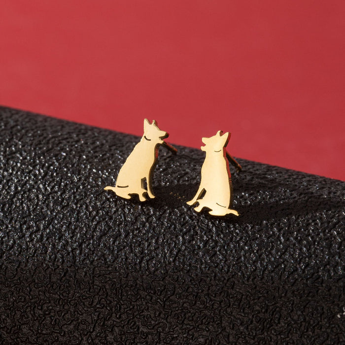 Dog Zodiac Stainless Steel Stud Earrings - Adorable and Playful Animal Jewelry