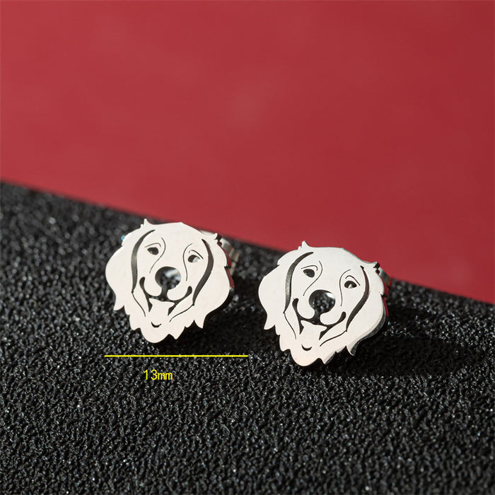 Pet Dog Head Stainless Steel Stud Earrings - Unique and Stylish Jewelry