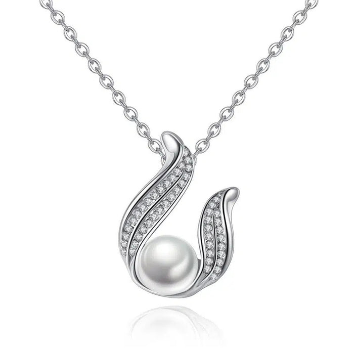 Hollow source of life necklace imitation pearl European and American  jewelry