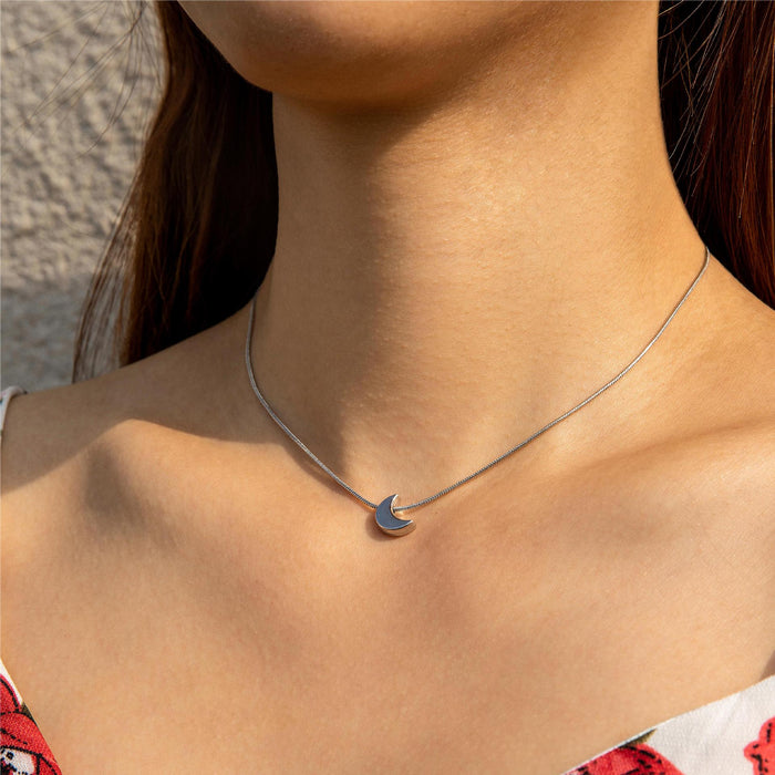 Minimalist Crescent Moon Pendant Necklace with Simple Chain