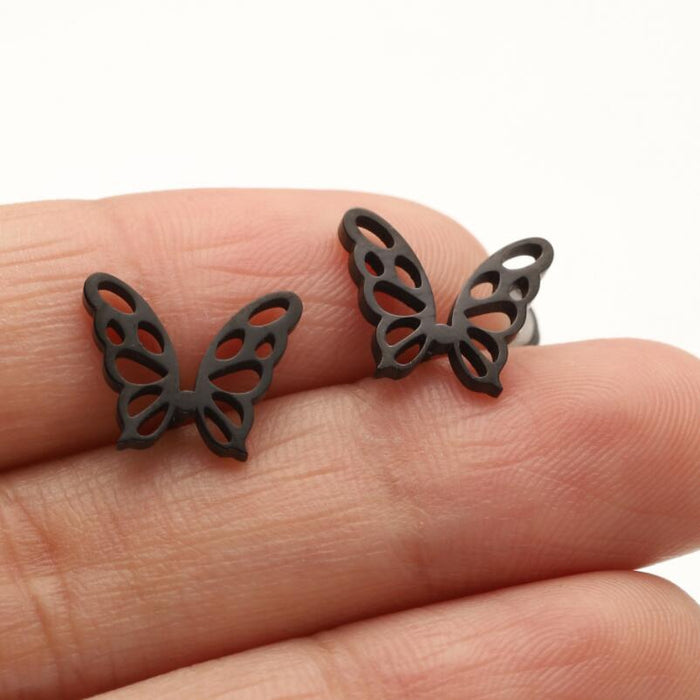 Butterfly Wing Stainless Steel Stud Earrings - Delicate and Elegant Jewelry for Any Occasion