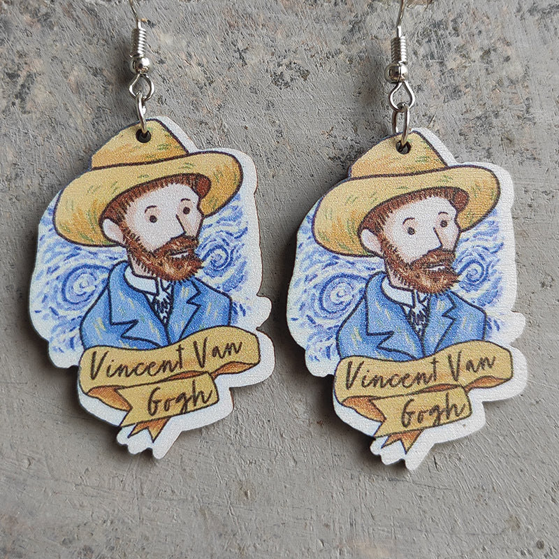 Wooden scientist earrings