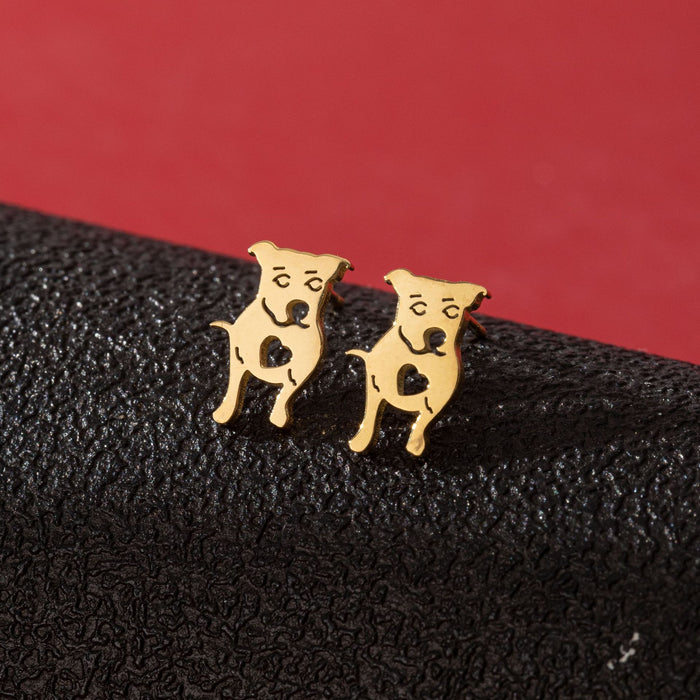 Dog Zodiac Stainless Steel Stud Earrings - Adorable and Playful Animal Jewelry