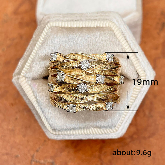 Vine Yellow Gold Zirconia Ring