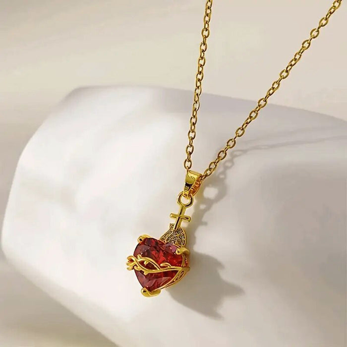 Ruby Heart of Thorns Necklace
