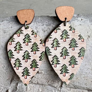 Wooden Christmas earrings - wallojewerly 