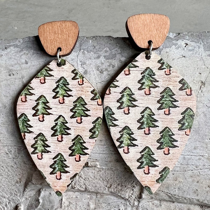 Wooden Christmas earrings