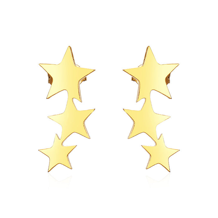 Five-pointed star stainless steel earrings 18K gold simple personality earrings