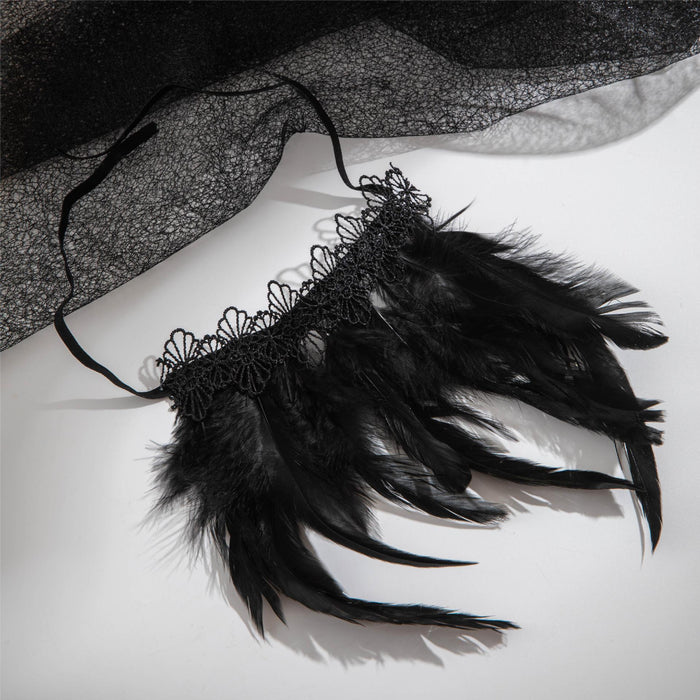 Gothic Punk Lace Feather Bracelet - Dark Style Jewelry for Women