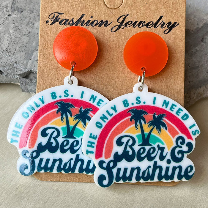 Vacation Coconut Tree Acrylic Earrings