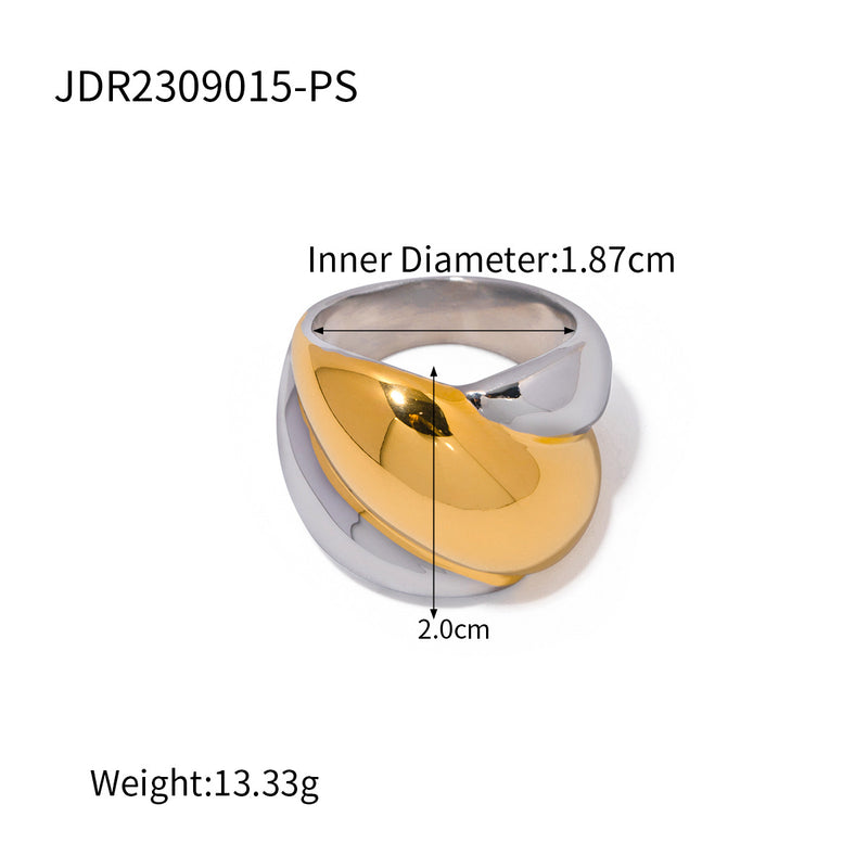 Stainless steel color-block ring