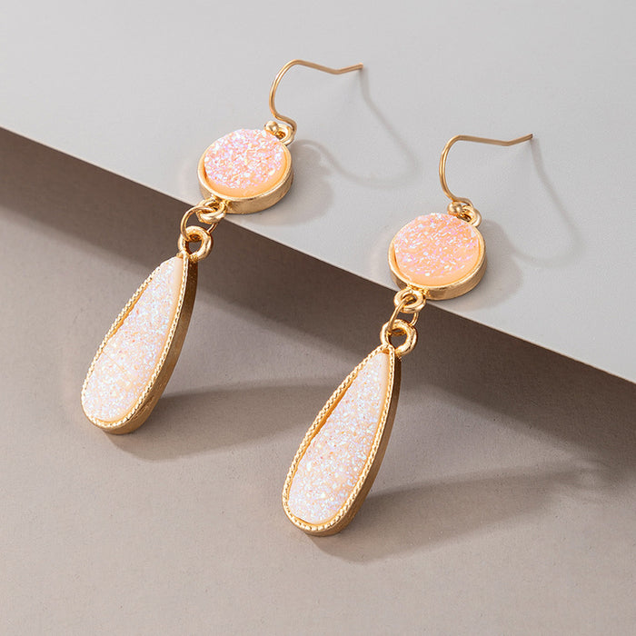 Pink sequin ear hook geometric alloy water drop earrings