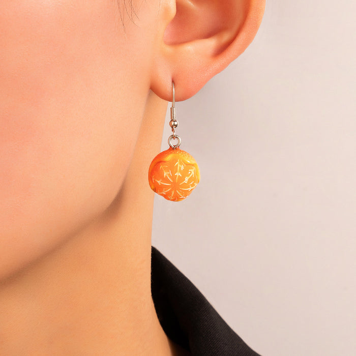 Cartoon Fruit Orange Cookies Fun Food Earrings