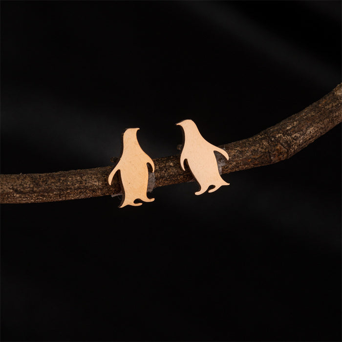 Penguin Stainless Steel Stud Earrings - Cute and Playful Animal Jewelry