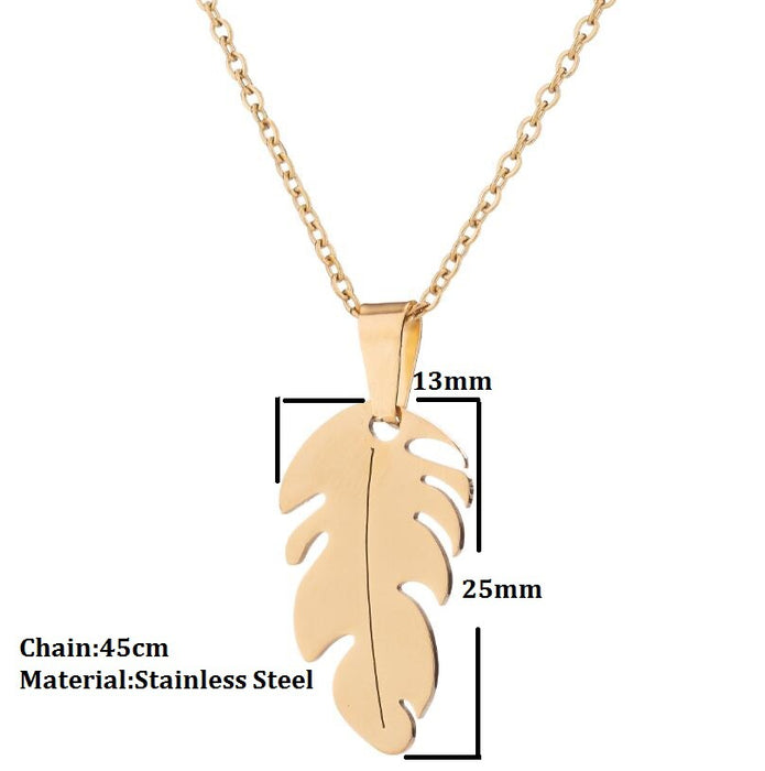Feather Pendant Sweater Chain - Vintage-Inspired Wing and Leaf Jewelry for Couples - wallojewerly 