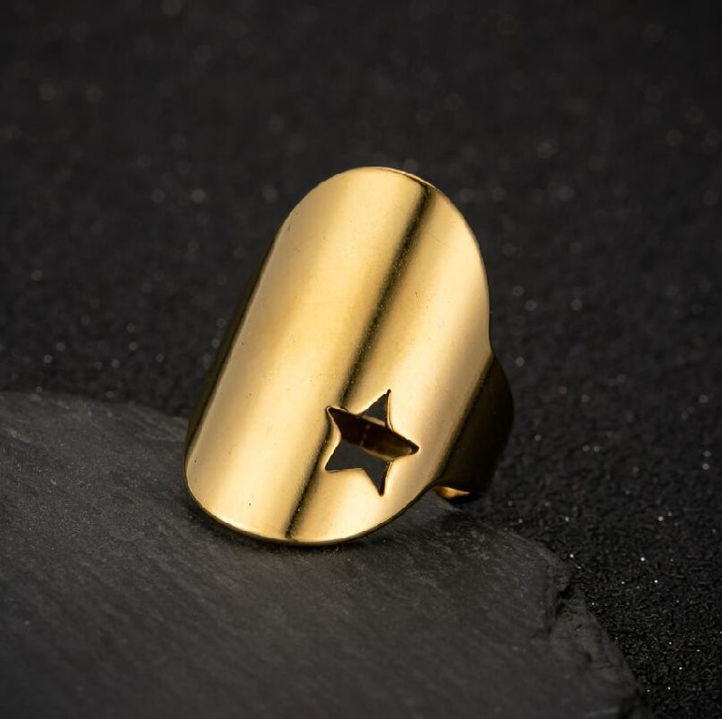 Japanese and Korean fashion geometric hollow star ring, open ring wholesale