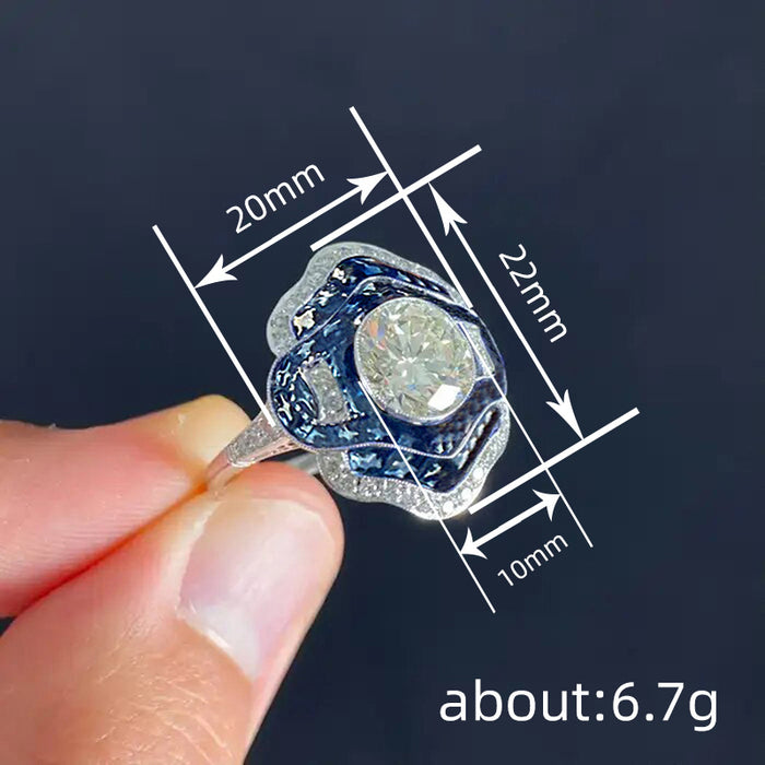 Camellia oil painting small fragrance style ring for women