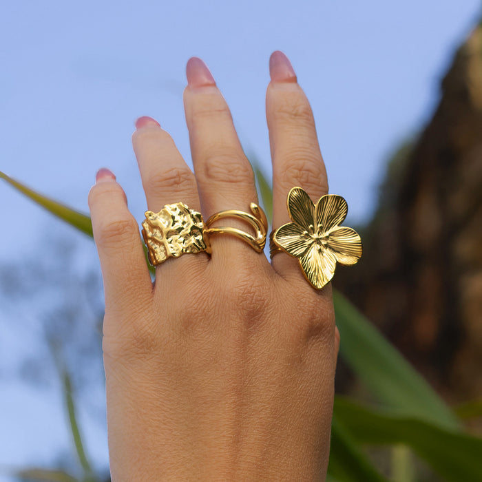 Stainless Steel Flower Stacking Ring