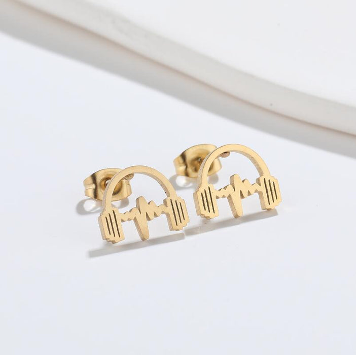 Music earrings, cross-border new retro horn accordion earrings ins personality headphone microphone hip-hop earrings