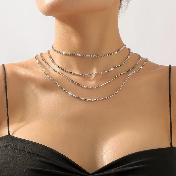 French-Style Rhinestone Choker - Waterdrop Pendant for Evening Gowns