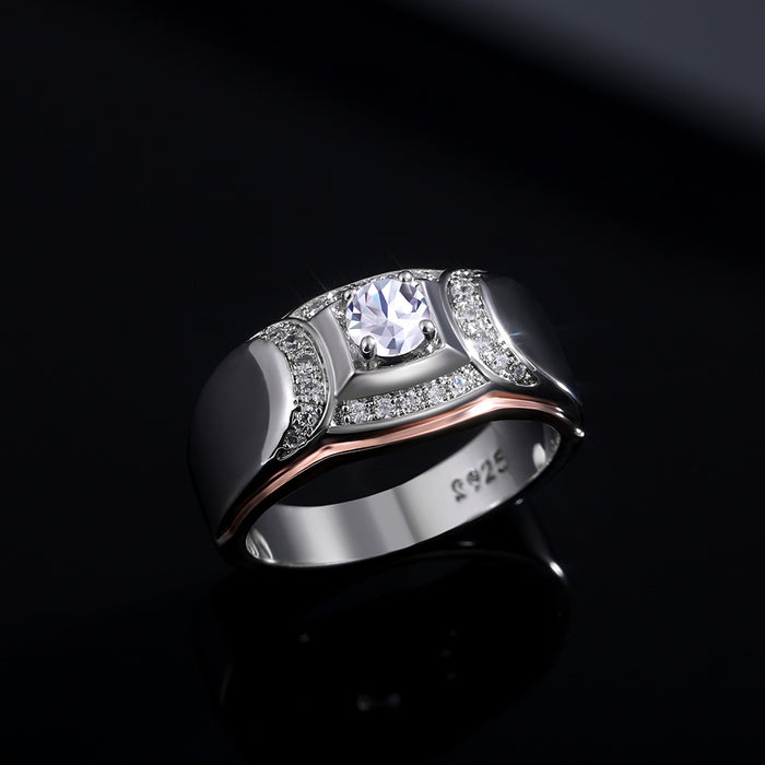 Fashionable and elegant ladies wedding ring electroplated two-color imitation zircon