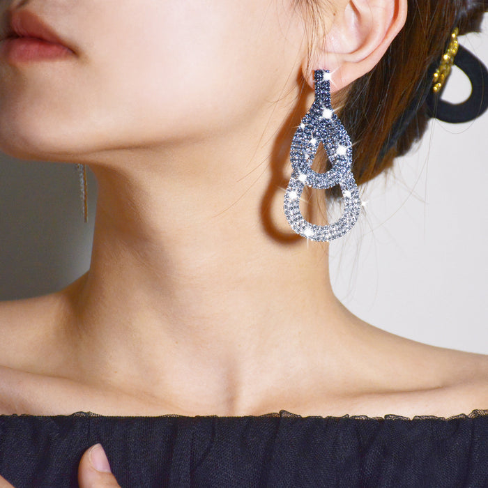 S925 Silver Needle Gradient Hoop Earrings - Exaggerated Tassel Dangles for a Bold Look