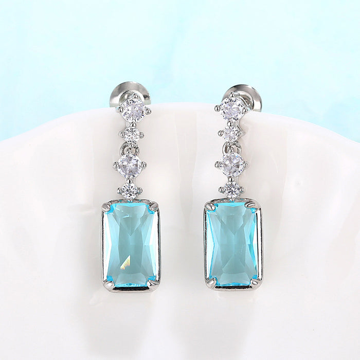 High-grade rectangular earrings, elegant medium-length earrings