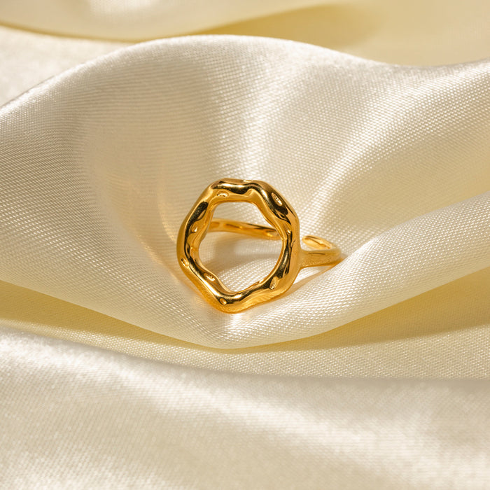 Adjustable 18K Gold Plated Stainless Steel Ring with Braided Detail