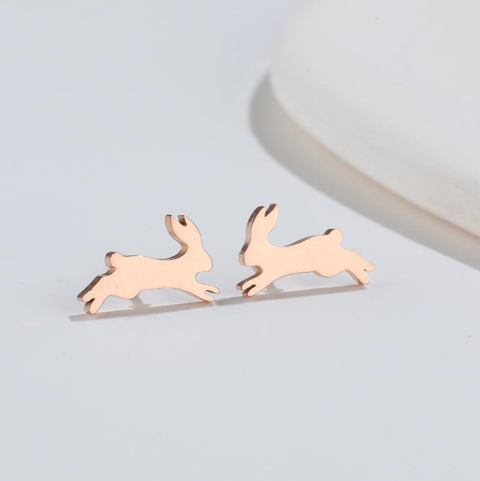 Mini pendientes de conejo, nuevos pendientes huecos simples y lindos de estilo dulce, pendientes de moda coreana al por mayor