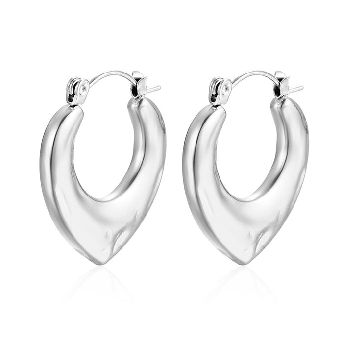 French trendy heart earrings, retro stainless steel 18K plated earrings, simple and advanced