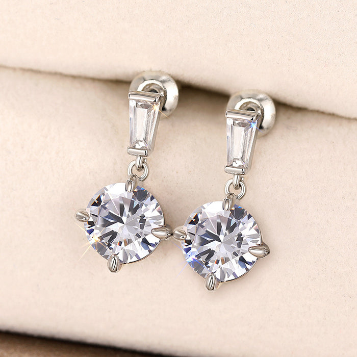 Round light luxury earrings, simple commuting Japanese and Korean earrings