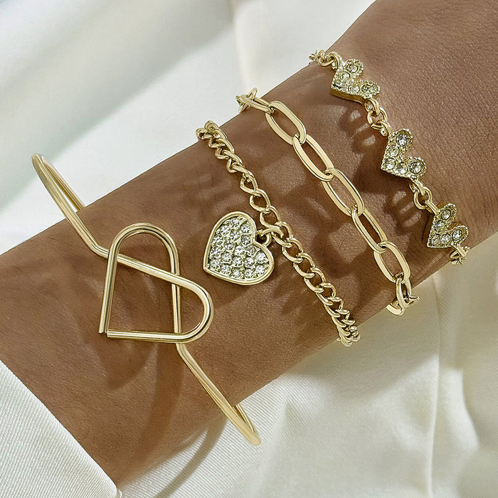 Butterfly and Heart Diamond Bracelet Set - Fashionable Jewelry