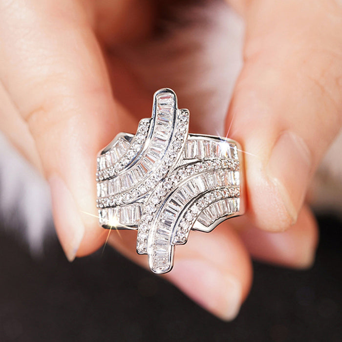 Zircon shaped geometric ring women's shiny light luxury accessories