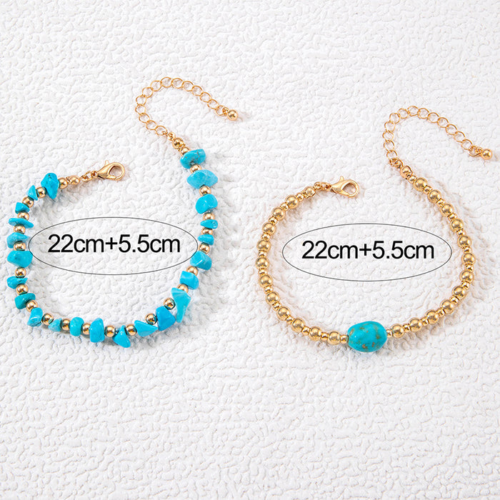 Boho Style Multi-Layered Heart Anklet Set – Rhinestones for a Chic Look