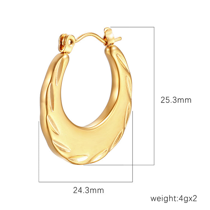 Patterned ox horn stainless steel earrings simple trendy earrings