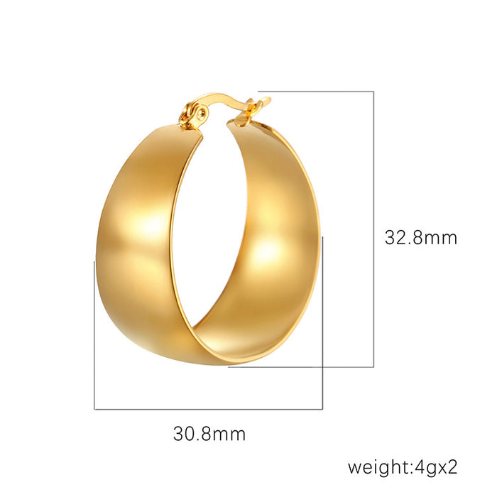 Pendientes de acero inoxidable curvados ensanchados acero titanio oro 18K estilo lujo ligero para mujer