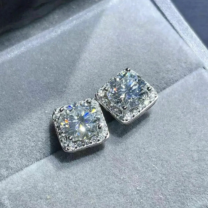 Full diamond geometric round diamond zircon earrings versatile earrings