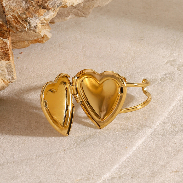 18k gold stainless steel heart ring