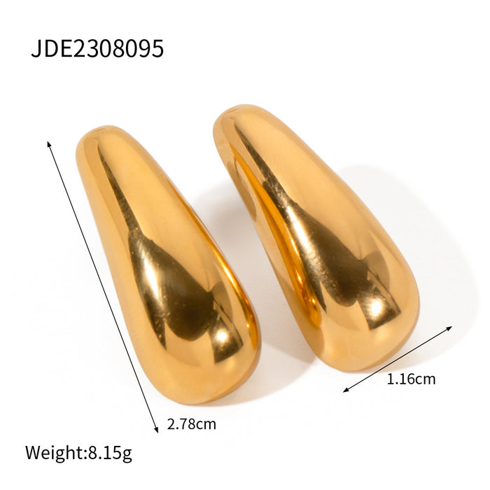 18K Gold Irregular Shape Earrings - Minimalist Streamlined Jewelry for Women