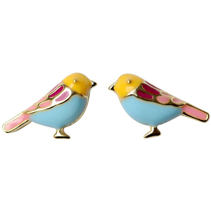 Oil-Drop Colorful Bird Earrings French Small Magazine Earrings