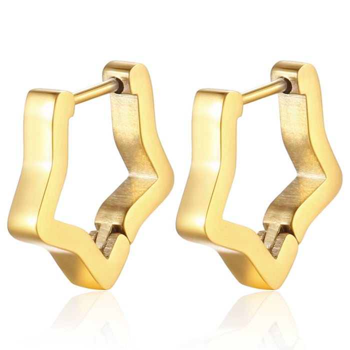 Gold geometric stainless steel earrings for men and women titanium steel hand-polished earrings