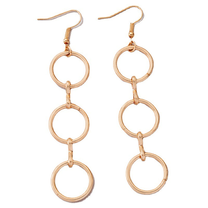 Three circle geometric ear hooks earrings cold style simple earrings