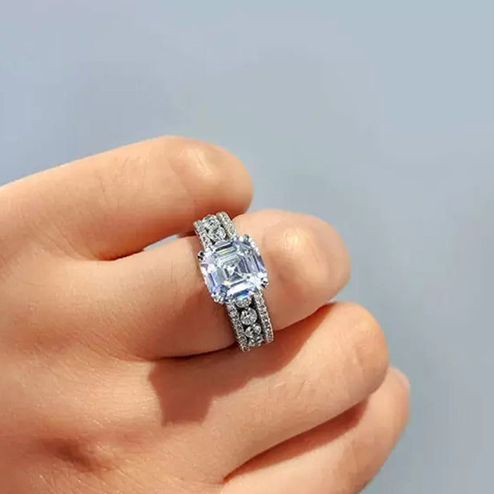 Women's simulated diamond ring inlaid with super shiny zircon ring, foreign trade wholesale