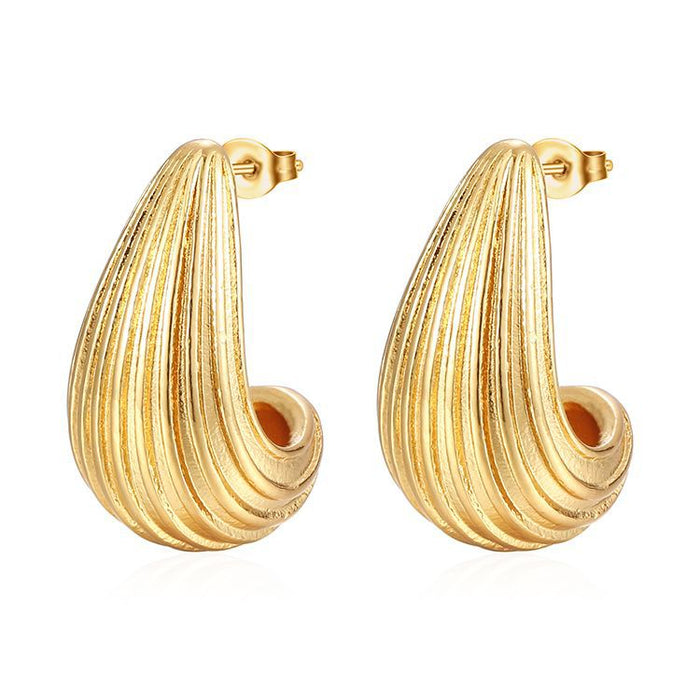 Stainless Steel Water Drop Hollow Earrings 18K Electroplating Geometric Women's Earrings