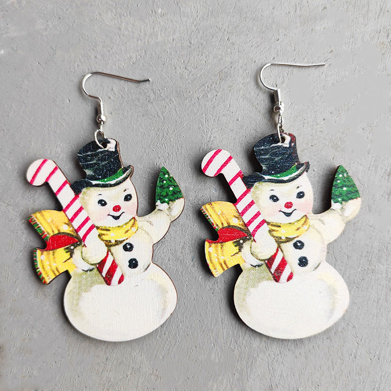 Wooden Santa earrings - wallojewerly 